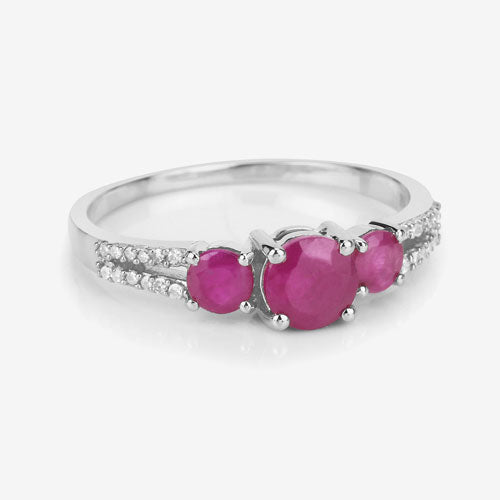 1.02 Carat Genuine Ruby and White Diamond 14K White Gold Ring Bids.com