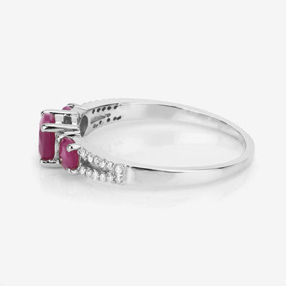 1.02 Carat Genuine Ruby and White Diamond 14K White Gold Ring Bids.com