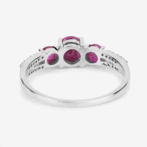 1.02 Carat Genuine Ruby and White Diamond 14K White Gold Ring Bids.com