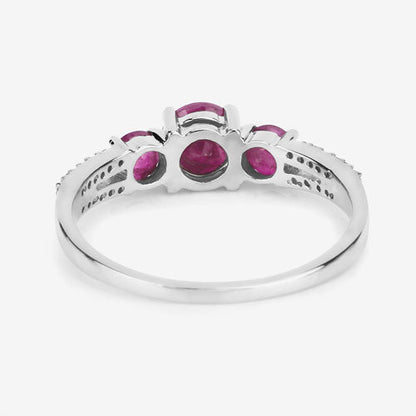 1.02 Carat Genuine Ruby and White Diamond 14K White Gold Ring Bids.com