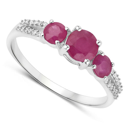 1.02 Carat Genuine Ruby and White Diamond 14K White Gold Ring Bids.com
