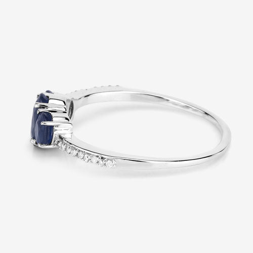 0.98 Carat Genuine Blue Sapphire and White Diamond 14K White Gold Ring Bids.com