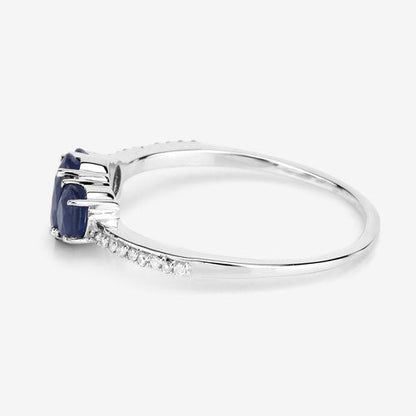 0.98 Carat Genuine Blue Sapphire and White Diamond 14K White Gold Ring Bids.com