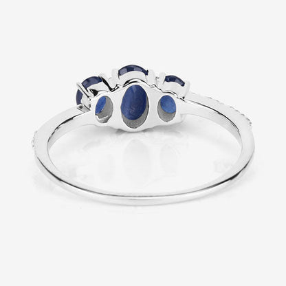 0.98 Carat Genuine Blue Sapphire and White Diamond 14K White Gold Ring Bids.com