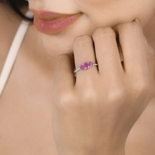 1.02 Carat Genuine Ruby and White Diamond 14K White Gold Ring Bids.com