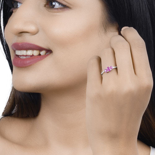 1.02 Carat Genuine Ruby and White Diamond 14K White Gold Ring Bids.com