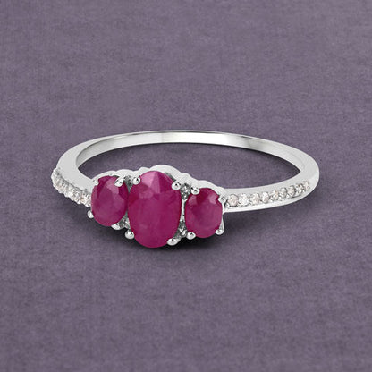 1.02 Carat Genuine Ruby and White Diamond 14K White Gold Ring Bids.com