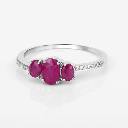 1.02 Carat Genuine Ruby and White Diamond 14K White Gold Ring Bids.com