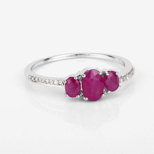 1.02 Carat Genuine Ruby and White Diamond 14K White Gold Ring Bids.com
