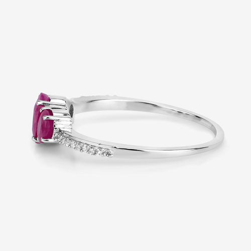 1.02 Carat Genuine Ruby and White Diamond 14K White Gold Ring Bids.com