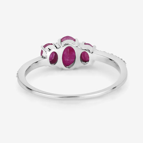 1.02 Carat Genuine Ruby and White Diamond 14K White Gold Ring Bids.com