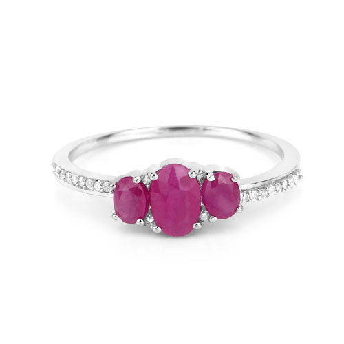 1.02 Carat Genuine Ruby and White Diamond 14K White Gold Ring Bids.com