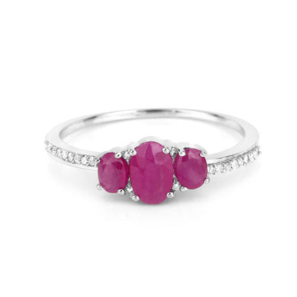 1.02 Carat Genuine Ruby and White Diamond 14K White Gold Ring Bids.com