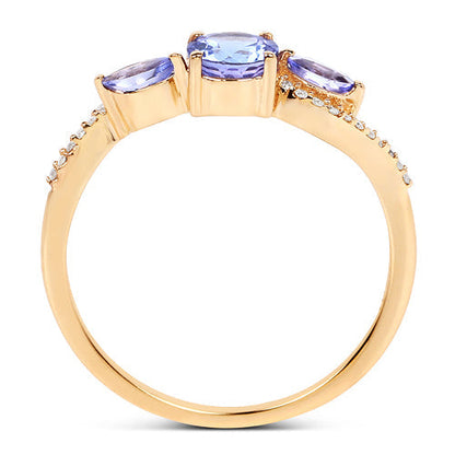 0.70 Carat Genuine Tanzanite and White Diamond 14K Yellow Gold Ring Bids.com