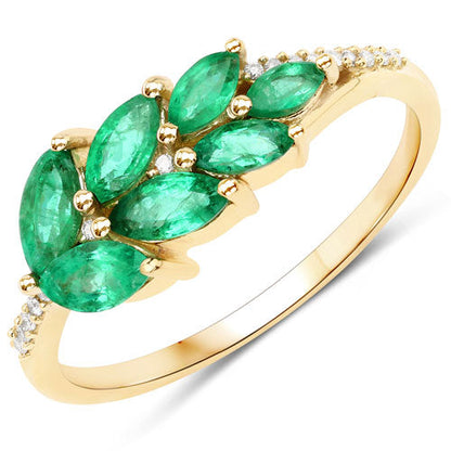 0.68 Carat Genuine Zambian Emerald and White Diamond 14K Yellow Gold Ring Bids.com