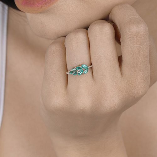 0.68 Carat Genuine Zambian Emerald and White Diamond 14K Yellow Gold Ring Bids.com