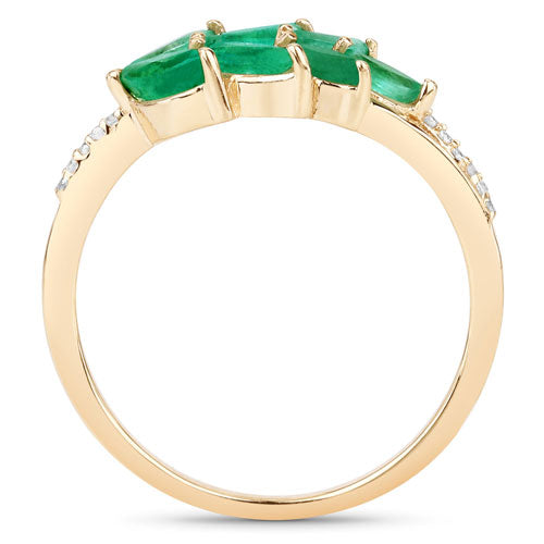 0.68 Carat Genuine Zambian Emerald and White Diamond 14K Yellow Gold Ring Bids.com