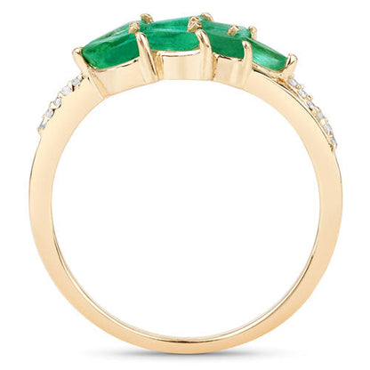 0.68 Carat Genuine Zambian Emerald and White Diamond 14K Yellow Gold Ring Bids.com