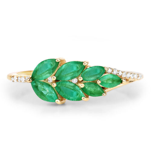 0.68 Carat Genuine Zambian Emerald and White Diamond 14K Yellow Gold Ring Bids.com
