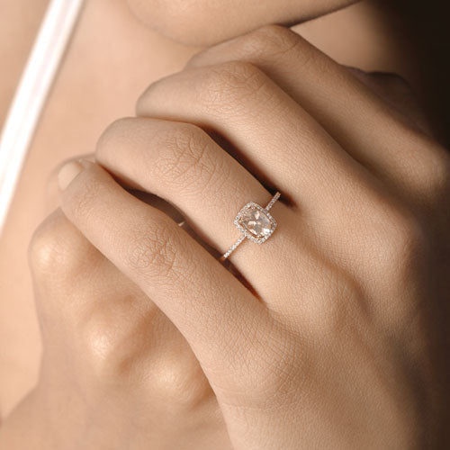 0.82 Carat Genuine Morganite and White Diamond 14K Rose Gold Ring Bids.com