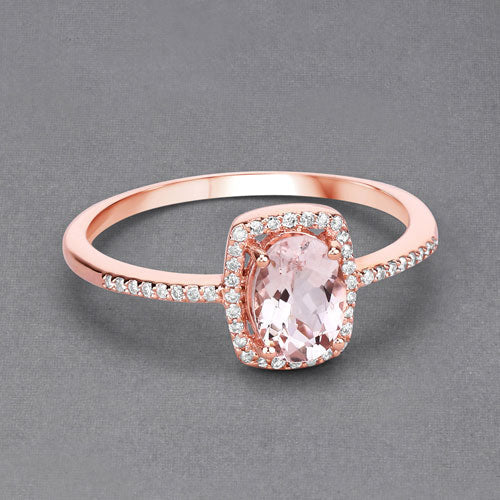 0.82 Carat Genuine Morganite and White Diamond 14K Rose Gold Ring Bids.com