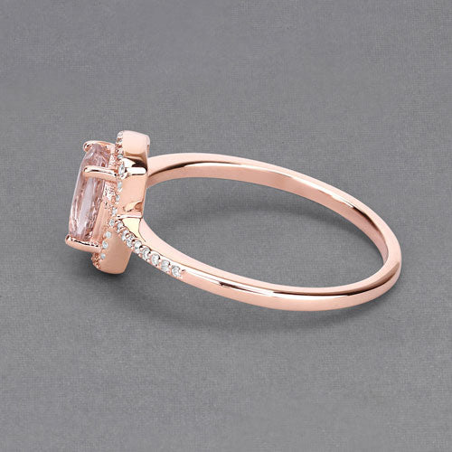 0.82 Carat Genuine Morganite and White Diamond 14K Rose Gold Ring Bids.com