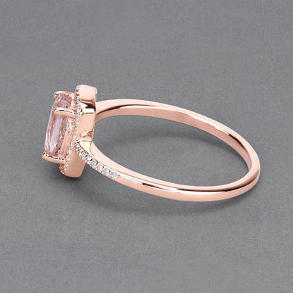 0.82 Carat Genuine Morganite and White Diamond 14K Rose Gold Ring Bids.com