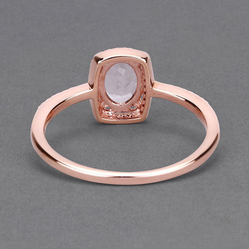 0.82 Carat Genuine Morganite and White Diamond 14K Rose Gold Ring Bids.com