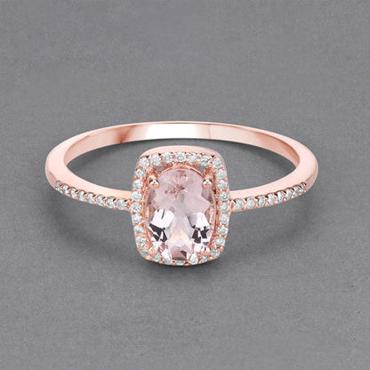 0.82 Carat Genuine Morganite and White Diamond 14K Rose Gold Ring Bids.com