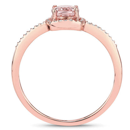 0.82 Carat Genuine Morganite and White Diamond 14K Rose Gold Ring Bids.com