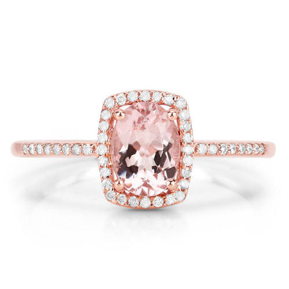 0.82 Carat Genuine Morganite and White Diamond 14K Rose Gold Ring Bids.com