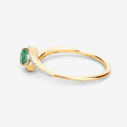 0.33 Carat Genuine Zambian Emerald and White Diamond 14K Yellow Gold Ring Bids.com