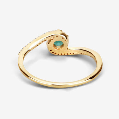 0.33 Carat Genuine Zambian Emerald and White Diamond 14K Yellow Gold Ring Bids.com