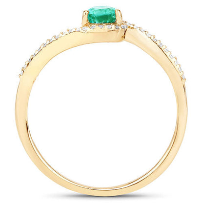 0.33 Carat Genuine Zambian Emerald and White Diamond 14K Yellow Gold Ring Bids.com