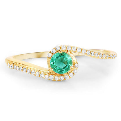 0.33 Carat Genuine Zambian Emerald and White Diamond 14K Yellow Gold Ring Bids.com