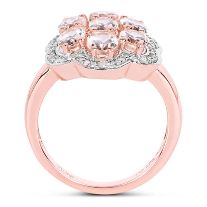 3.06 Carat Genuine Morganite and White Diamond .925 Sterling Silver Ring Bids.com
