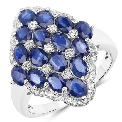 3.48 Carat Genuine Blue Sapphire and White Zircon .925 Sterling Silver Ring Bids.com