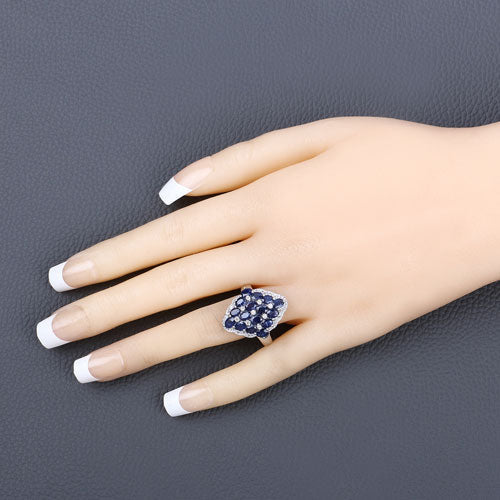 3.48 Carat Genuine Blue Sapphire and White Zircon .925 Sterling Silver Ring Bids.com