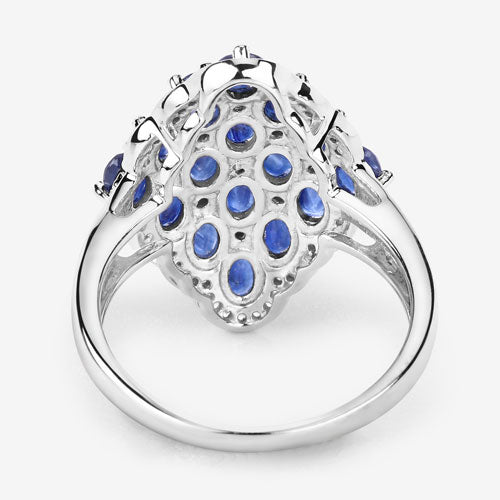 3.48 Carat Genuine Blue Sapphire and White Zircon .925 Sterling Silver Ring Bids.com