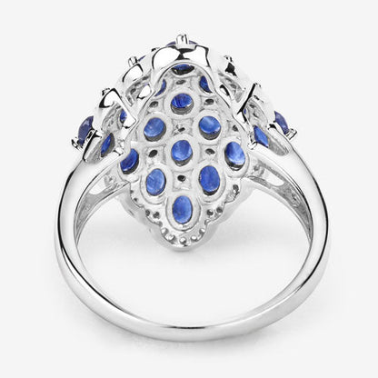 3.48 Carat Genuine Blue Sapphire and White Zircon .925 Sterling Silver Ring Bids.com