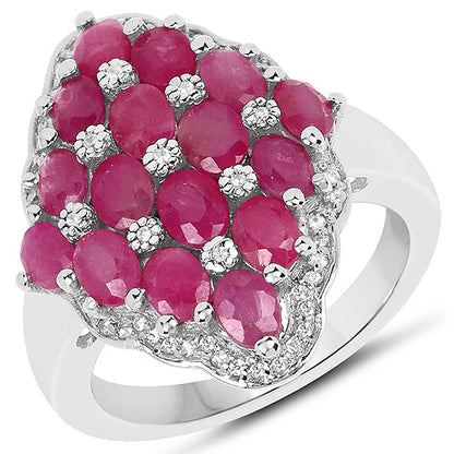 3.80 Carat Ruby and White Zircon .925 Sterling Silver Ring Bids.com