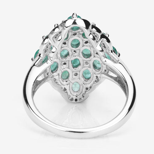 2.68 Carat Genuine Zambian Emerald and White Zircon .925 Sterling Silver Ring Bids.com