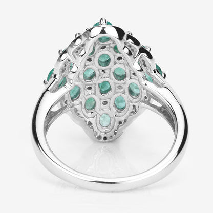 2.68 Carat Genuine Zambian Emerald and White Zircon .925 Sterling Silver Ring Bids.com