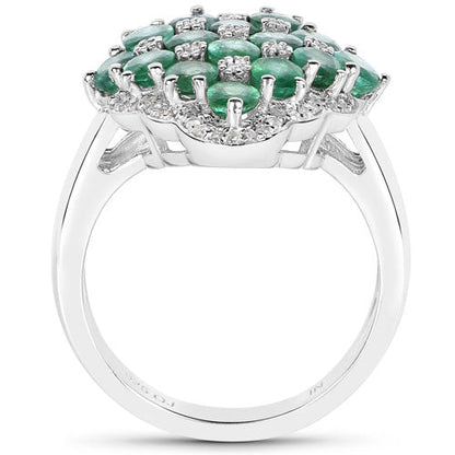 2.68 Carat Genuine Zambian Emerald and White Zircon .925 Sterling Silver Ring Bids.com