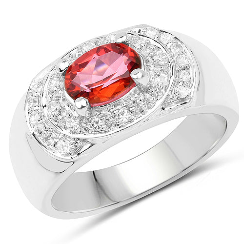 1.37 Carat Genuine Pink Topaz and White Cubic Zirconia .925 Sterling Silver Ring Bids.com
