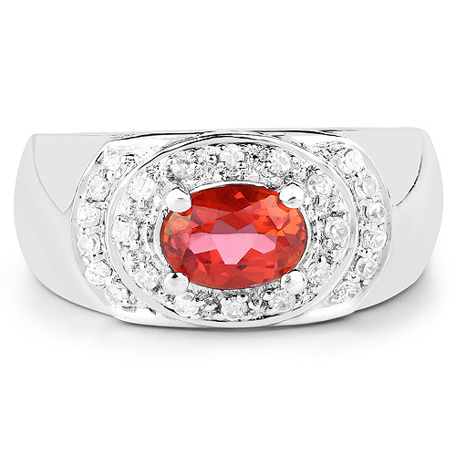 1.37 Carat Genuine Pink Topaz and White Cubic Zirconia .925 Sterling Silver Ring Bids.com