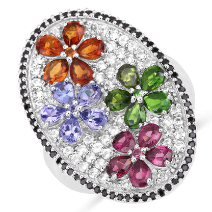 5.01 Carat Genuine Multi Stones .925 Sterling Silver Ring Bids.com