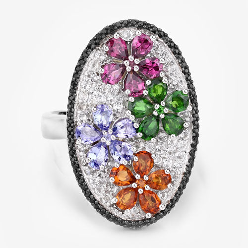 5.01 Carat Genuine Multi Stones .925 Sterling Silver Ring Bids.com