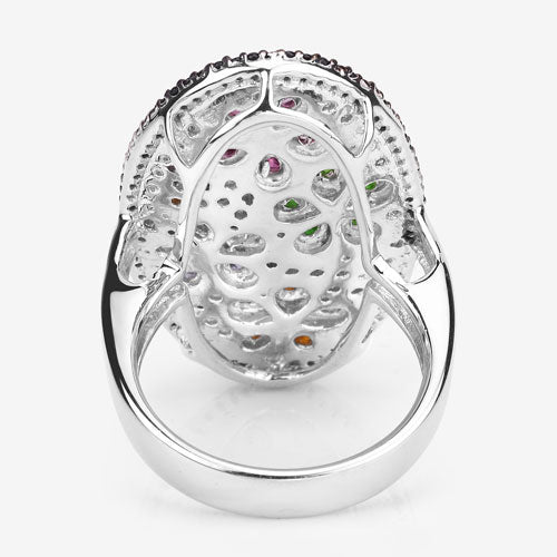 5.01 Carat Genuine Multi Stones .925 Sterling Silver Ring Bids.com