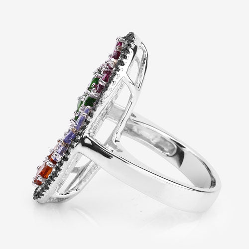 5.01 Carat Genuine Multi Stones .925 Sterling Silver Ring Bids.com